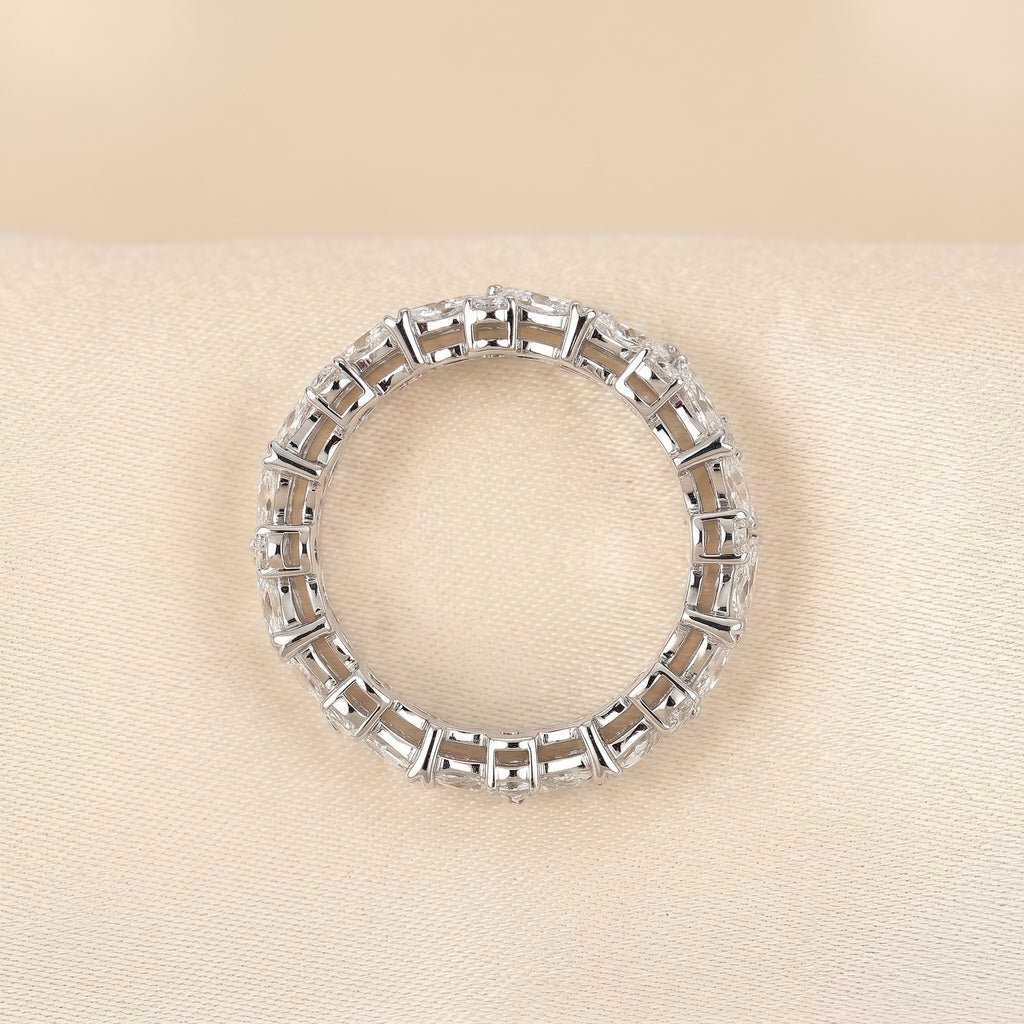 Alternating Round & Marquise Lab Grown Diamond Eternity Band in 10K White Gold 3 CTW