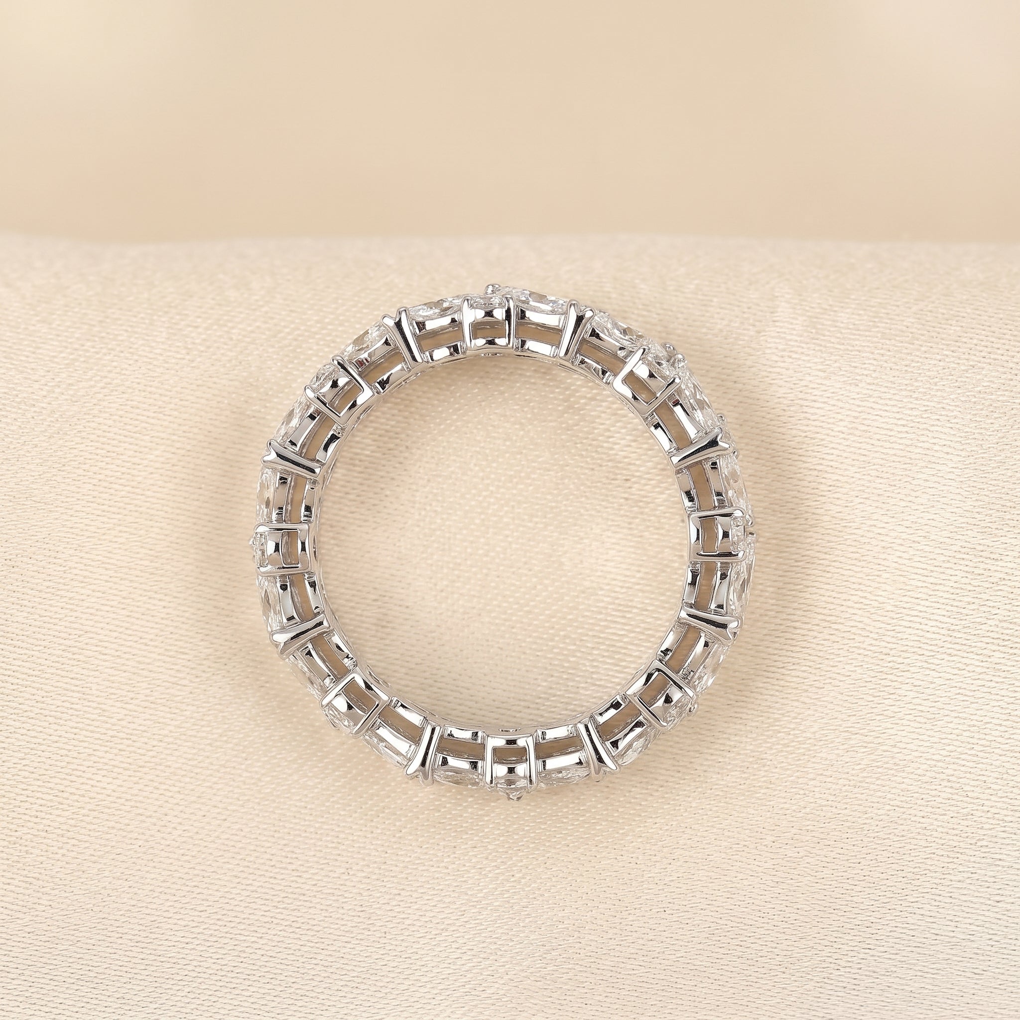 Alternating Round & Marquise Lab Grown Diamond Eternity Band in 10K White Gold 3 CTW