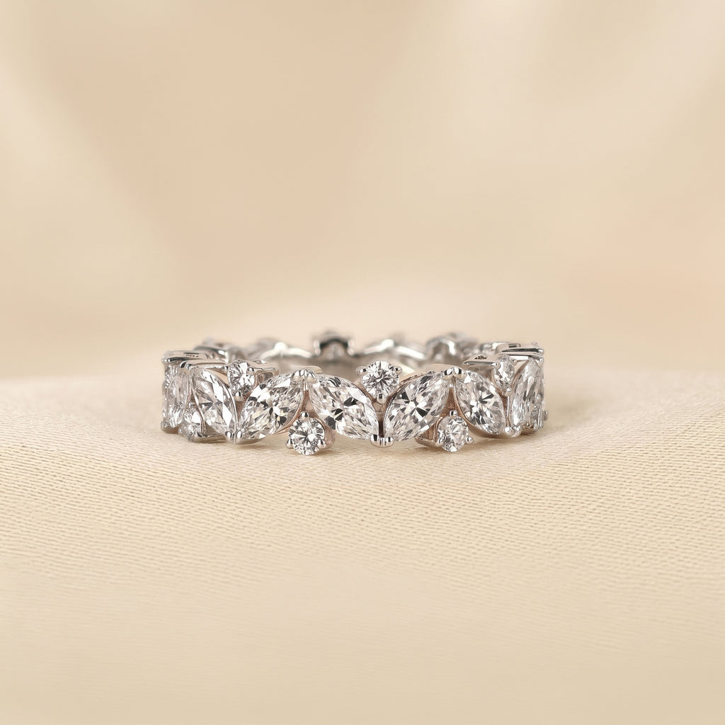 Alternating Round & Marquise Lab Grown Diamond Eternity Band in 10K White Gold 3 CTW