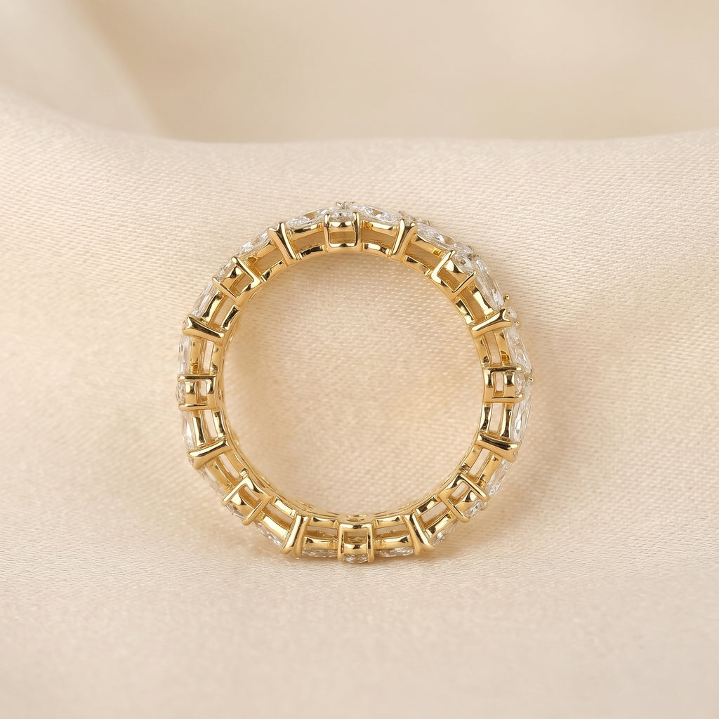 Alternating Round & Marquise Lab Grown Diamond Eternity Band in 10K Yellow Gold 3 CTW
