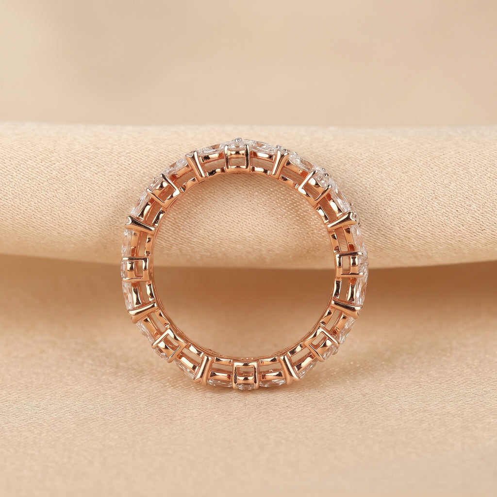 Alternating Round & Marquise Lab Grown Diamond Eternity Band in 14K Rose Gold 3 CTW