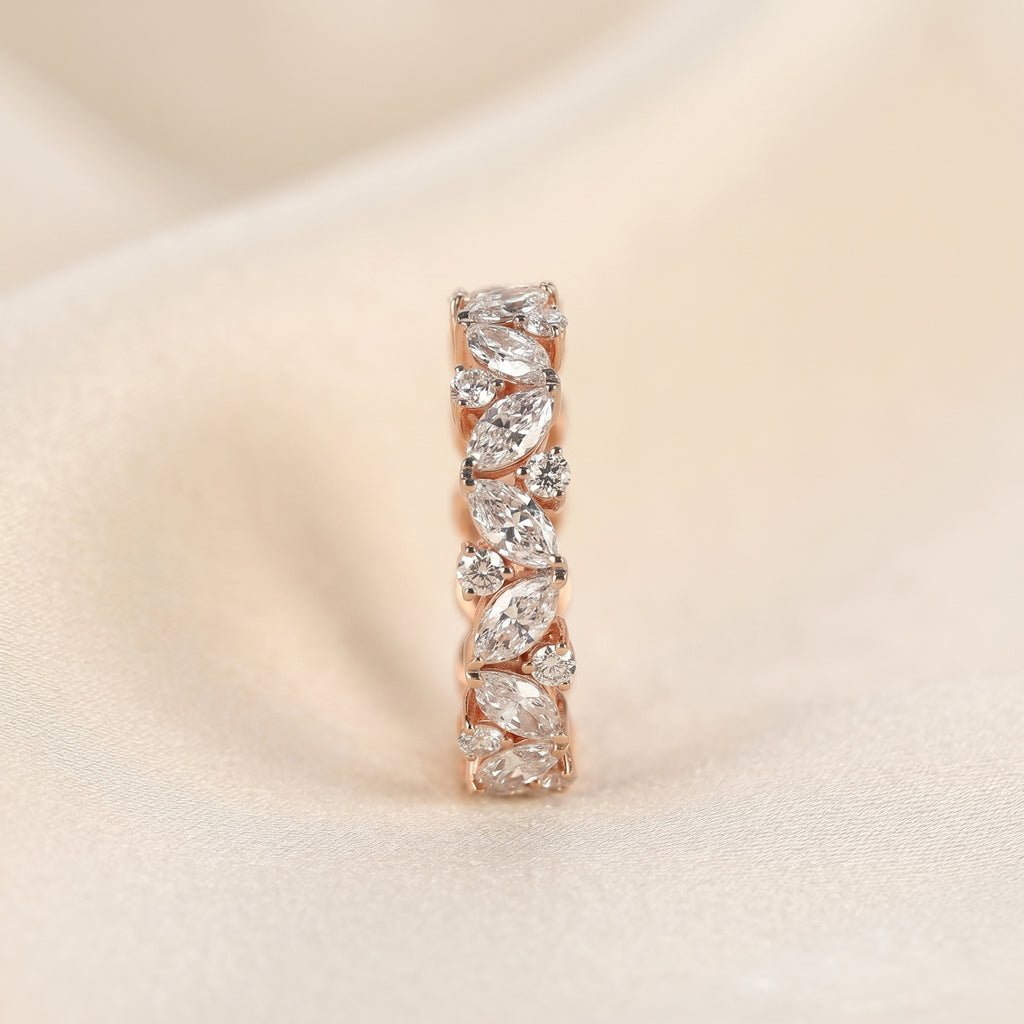 Alternating Round & Marquise Lab Grown Diamond Eternity Band in 18K Rose Gold 3 CTW