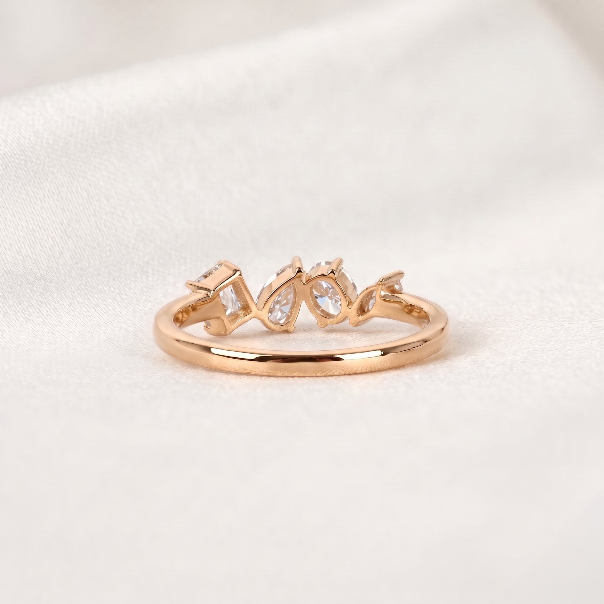Asymmetrical Mixed-Shape Lab Grown Diamond Ring in 10K Rose Gold 0.66 CTW