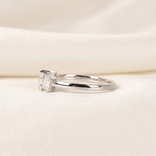 Asymmetrical Mixed-Shape Lab Grown Diamond Ring in 10K White Gold 0.60 CTW