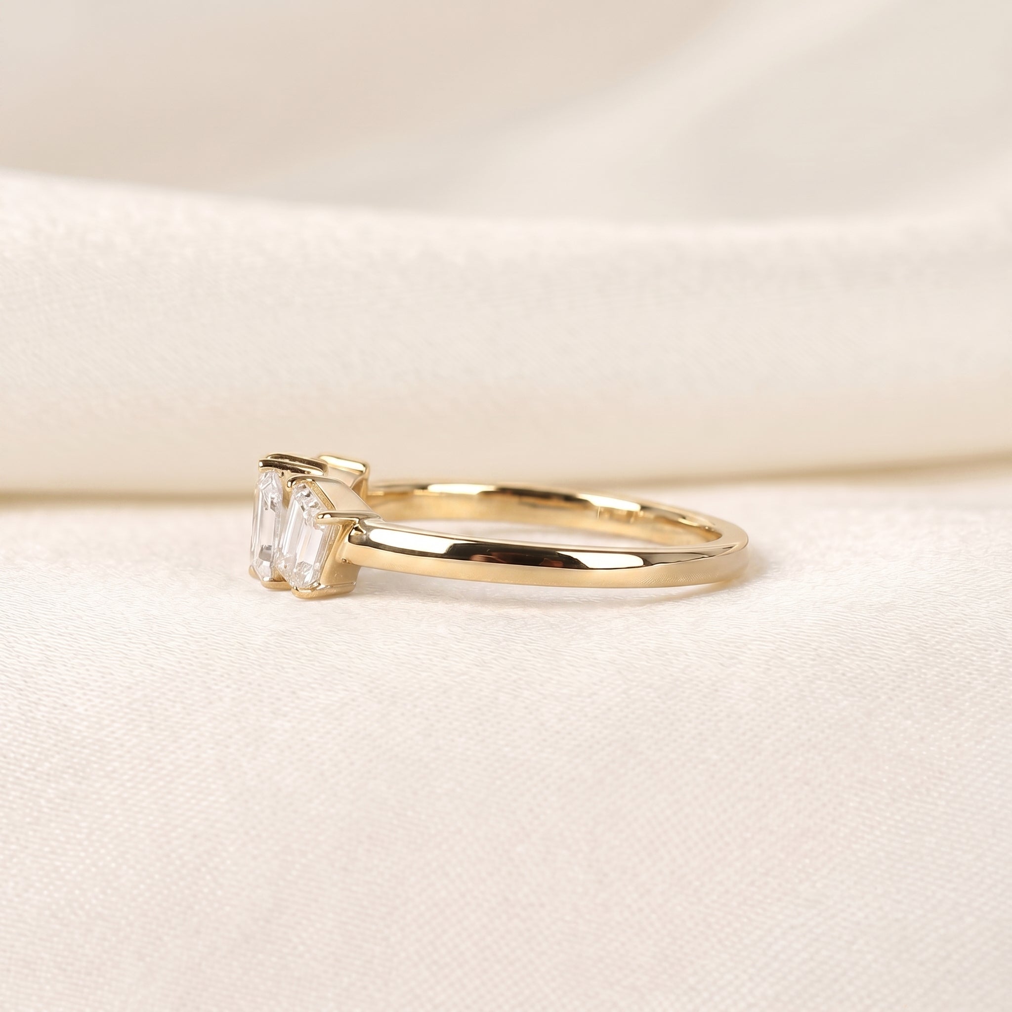 Asymmetrical Mixed-Shape Lab Grown Diamond Ring in 10K Yellow Gold 0.66 CTW