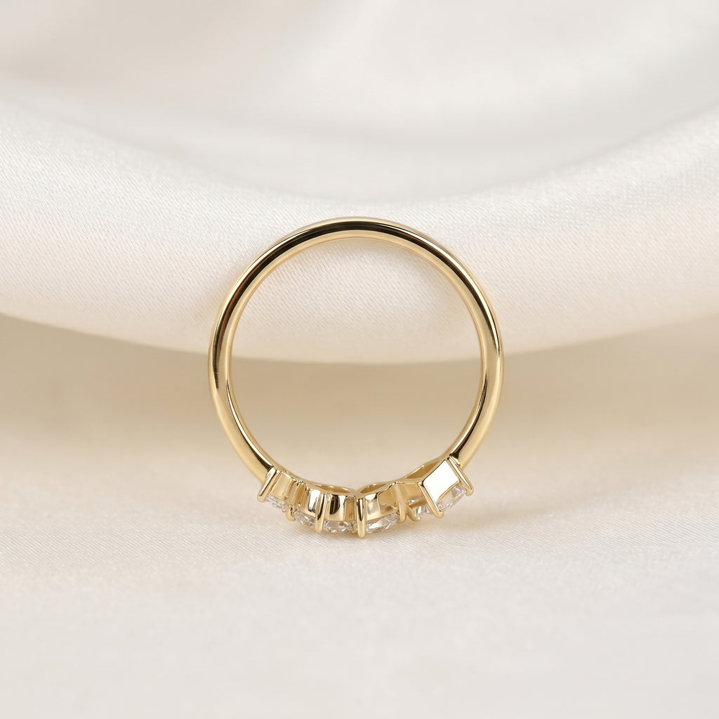 Asymmetrical Mixed-Shape Lab Grown Diamond Ring in 10K Yellow Gold 0.66 CTW