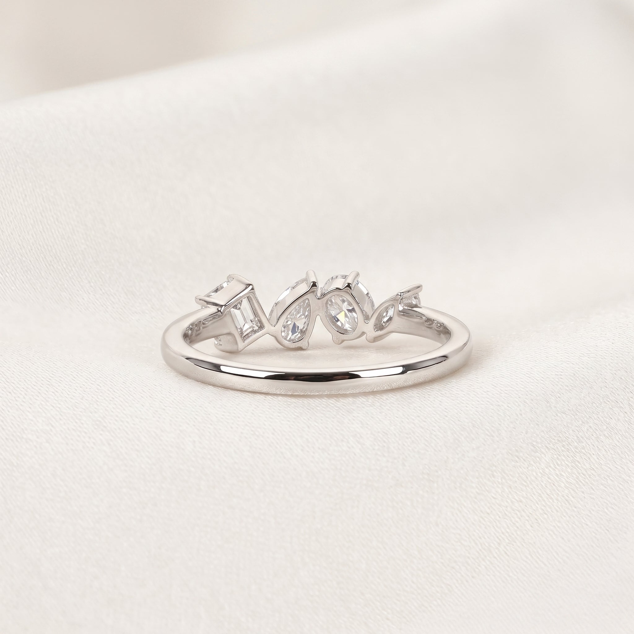 Asymmetrical Mixed-Shape Lab Grown Diamond Ring in 14K White Gold 0.66 CTW