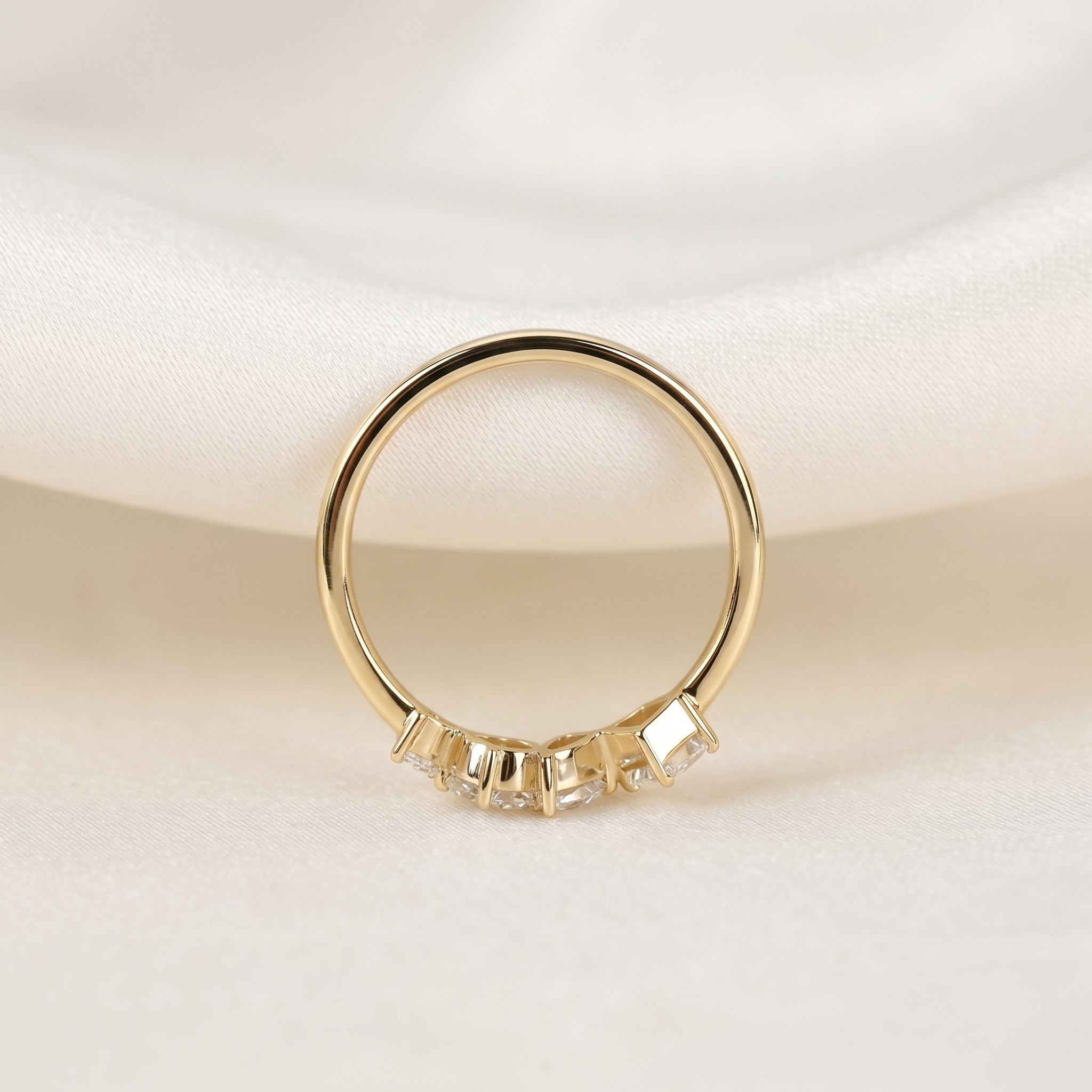 Asymmetrical Mixed-Shape Lab Grown Diamond Ring in 14K Yellow Gold 0.66 CTW