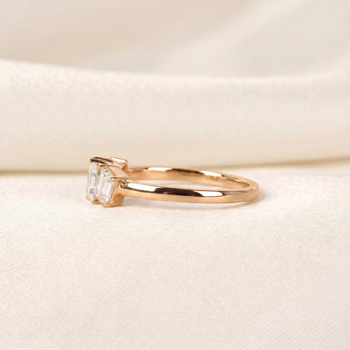 Asymmetrical Mixed-Shape Lab Grown Diamond Ring in 18K Rose Gold 0.60 CTW