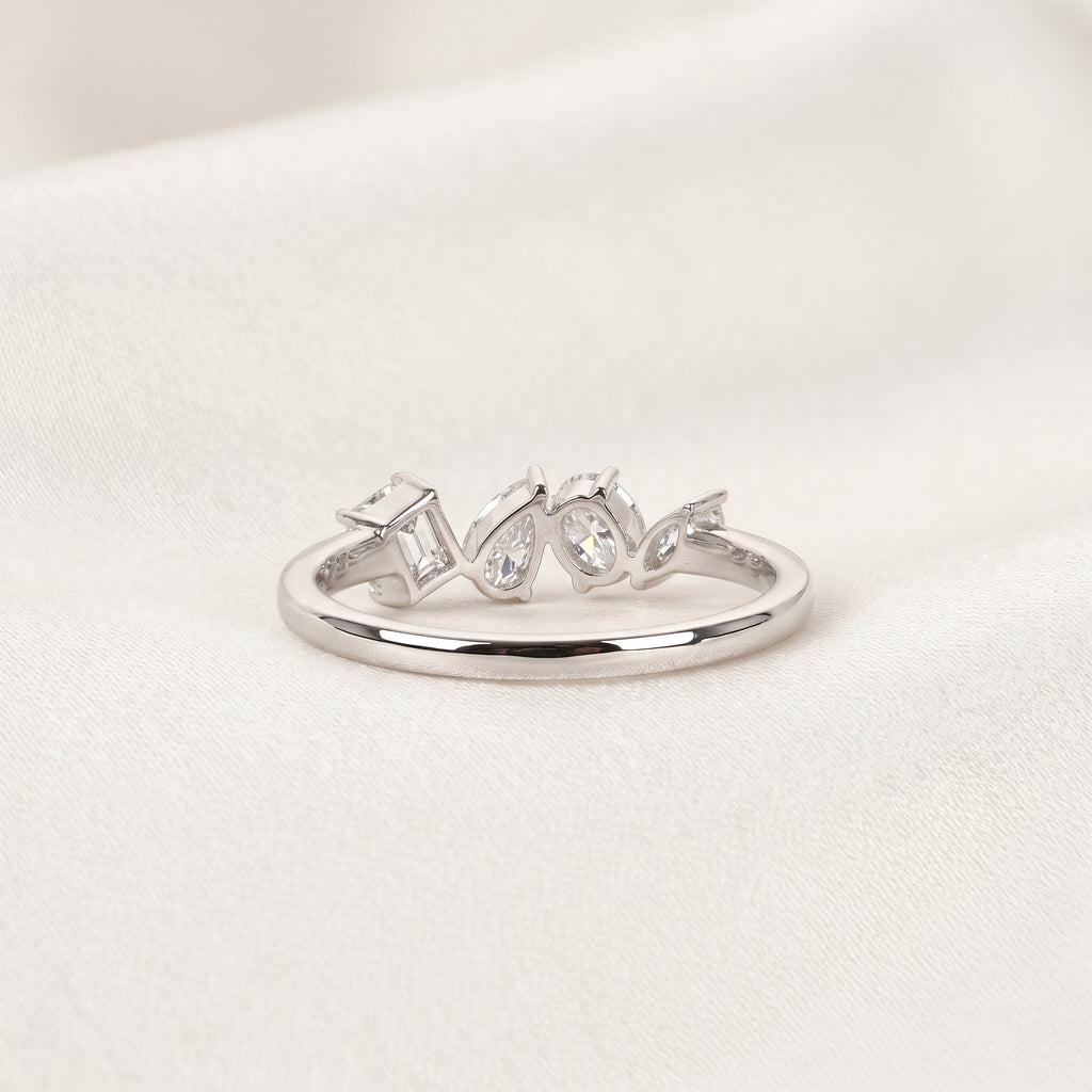 Asymmetrical Mixed-Shape Lab Grown Diamond Ring in 18K White Gold 0.66 CTW