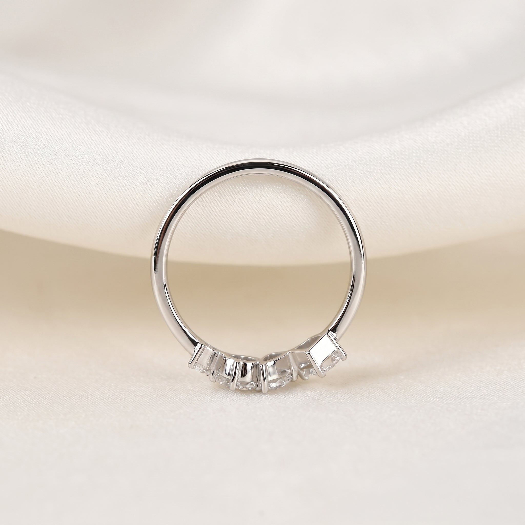 Asymmetrical Mixed-Shape Lab Grown Diamond Ring in 18K White Gold 0.66 CTW