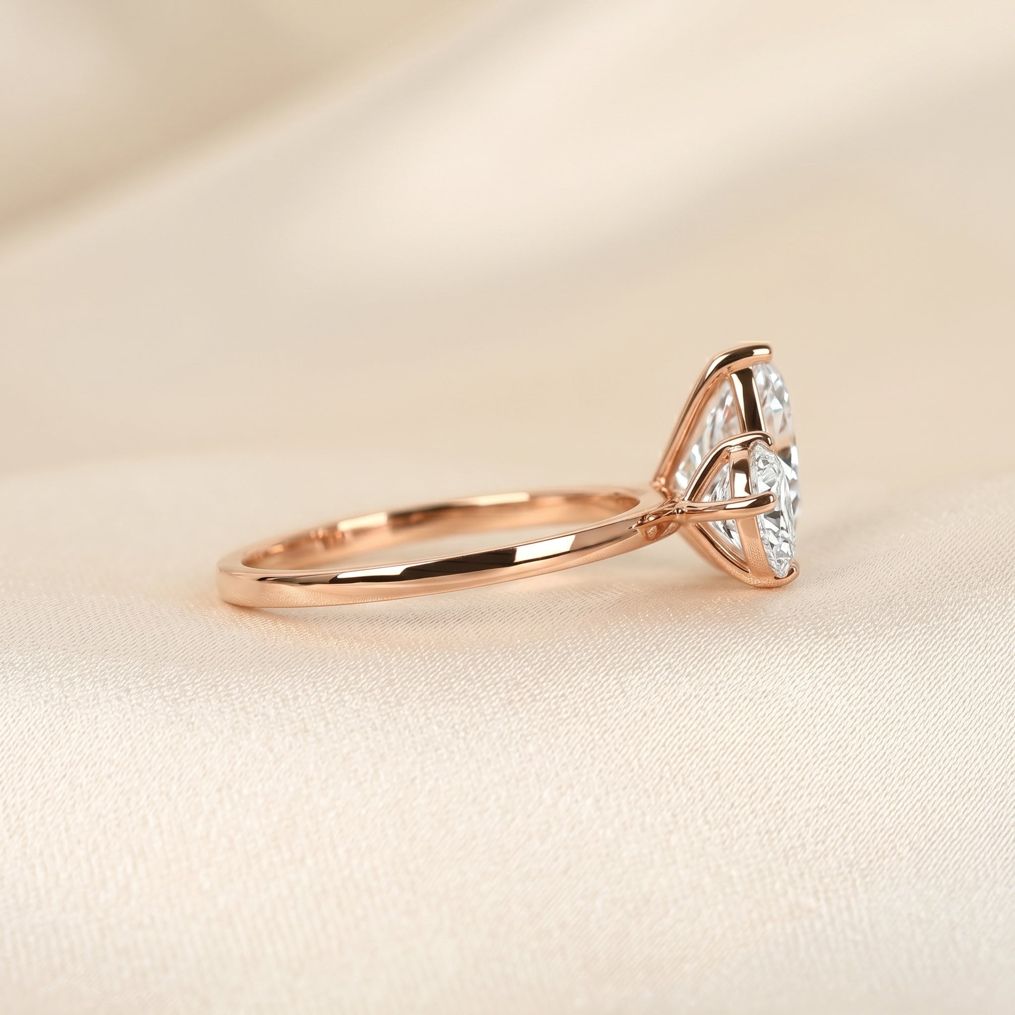 Asymmetrical Pear Lab Grown Diamond Toi et Moi Ring 10K Rose 2.68 CTW