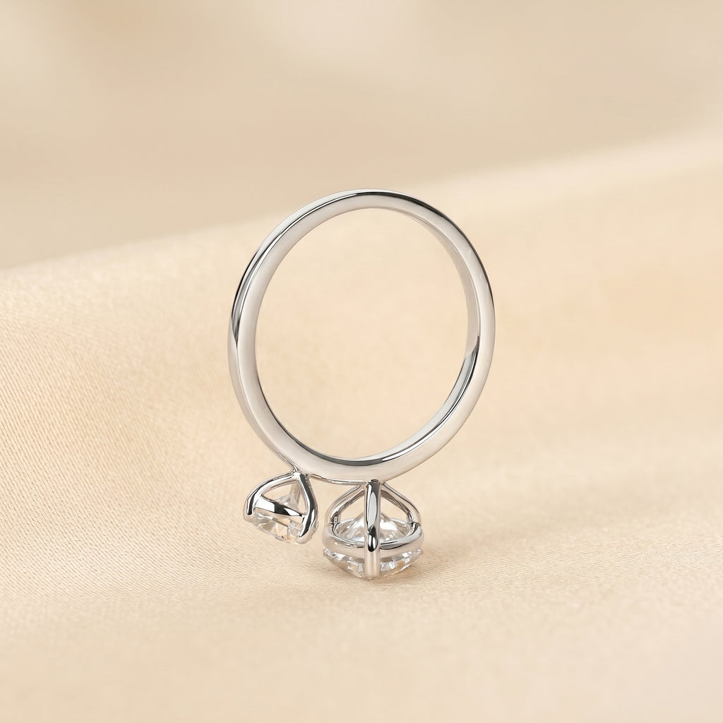 Asymmetrical Pear Lab Grown Diamond Toi et Moi Ring 10K White 2.68 CTW