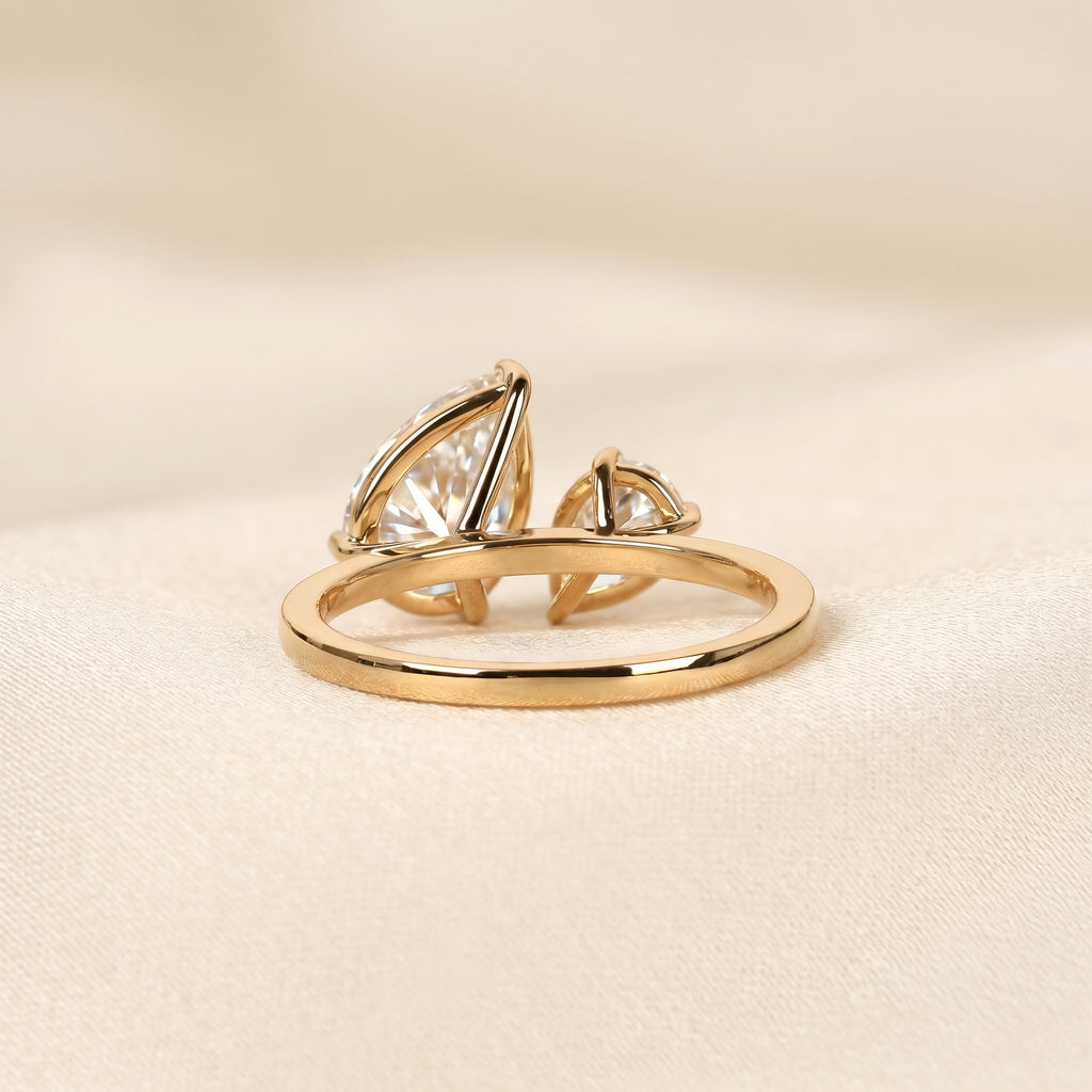 Asymmetrical Pear Lab Grown Diamond Toi et Moi Ring 10K Yellow 2.68 CTW