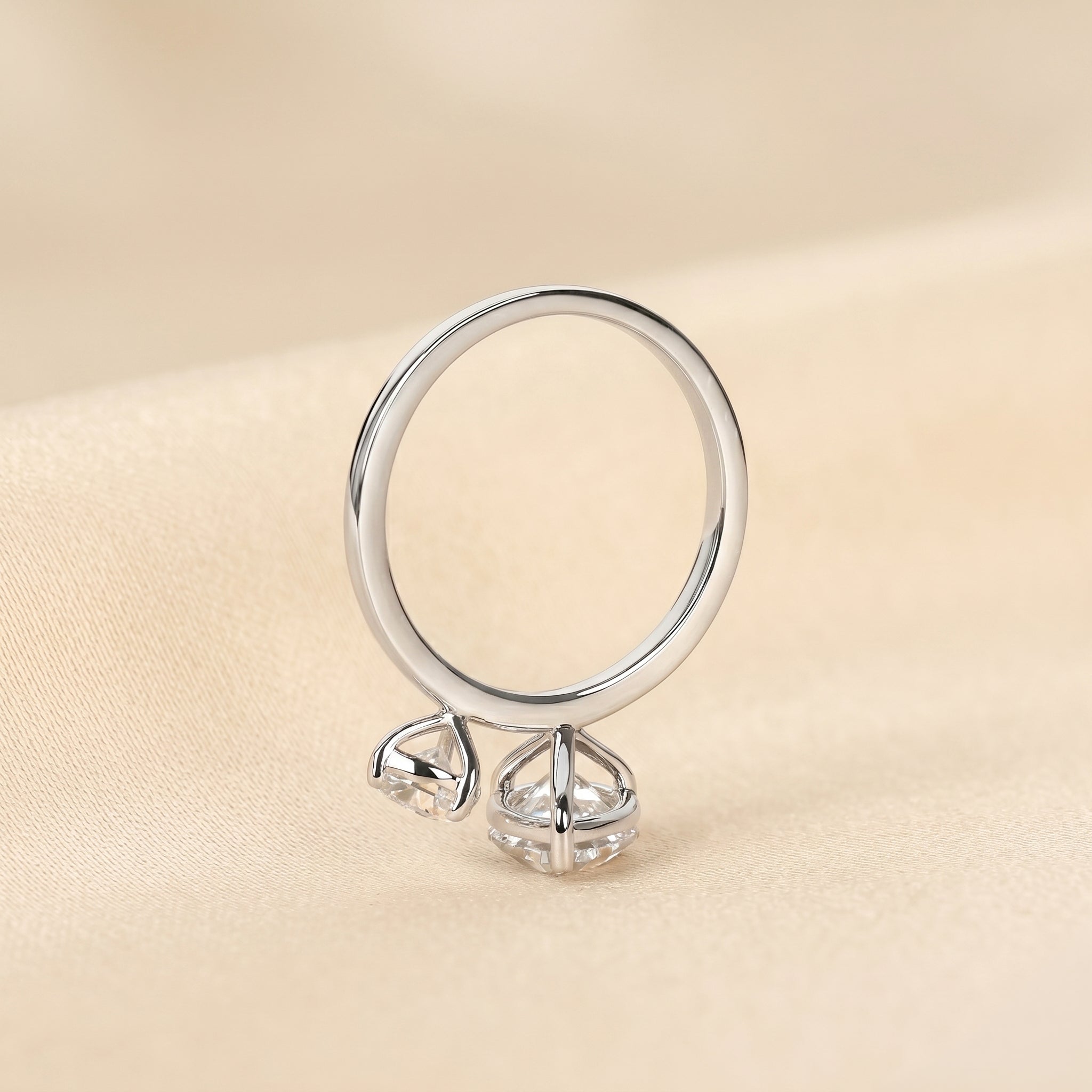 Asymmetrical Pear Lab Grown Diamond Toi et Moi Ring 14K White 2.68 CTW