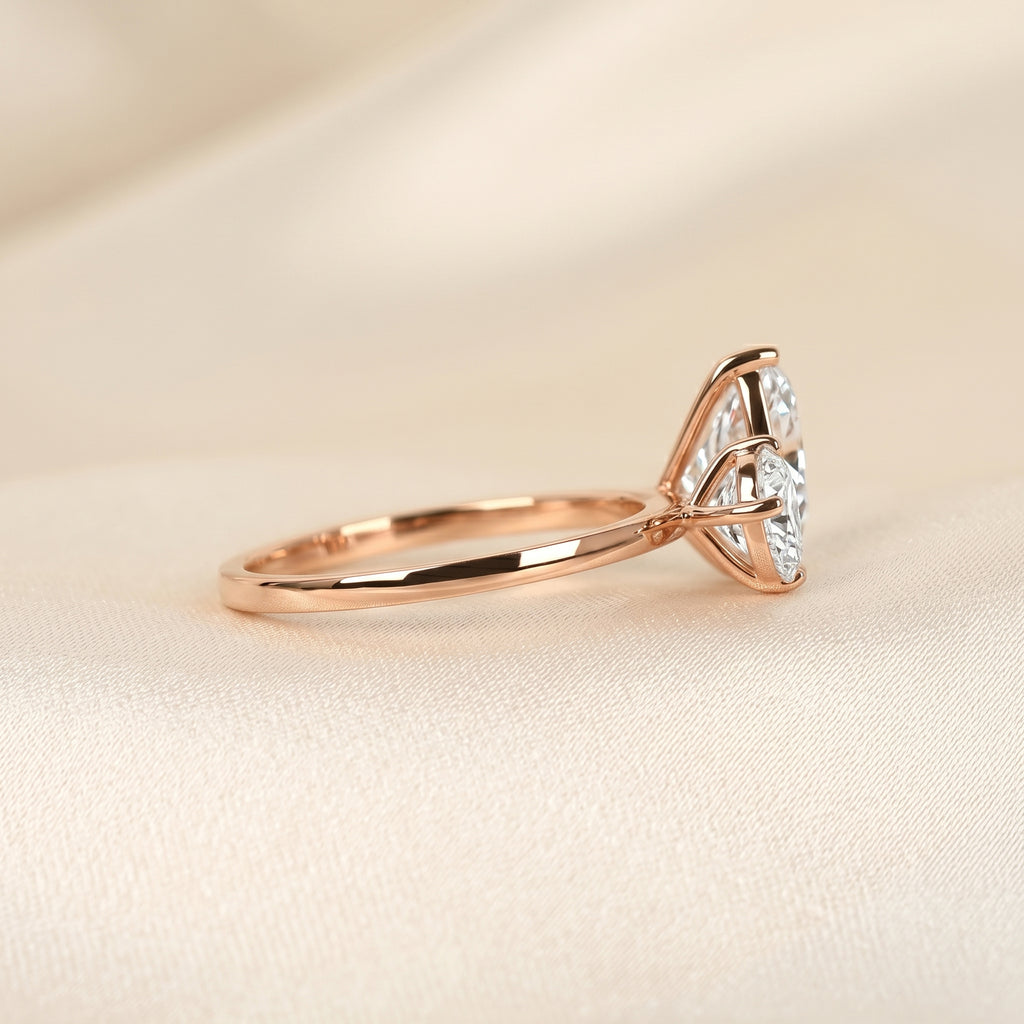 Asymmetrical Pear Lab Grown Diamond Toi et Moi Ring 18K Rose 2.68 CTW