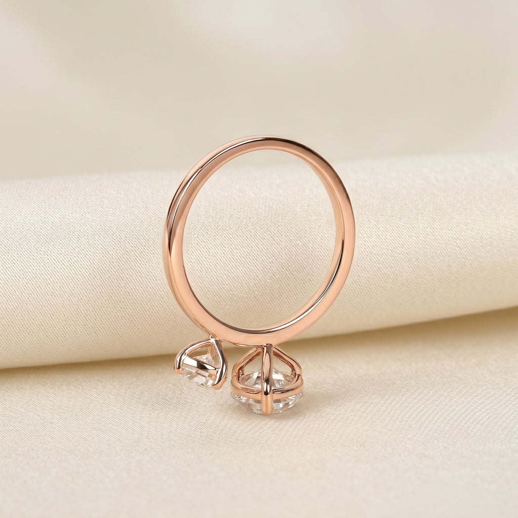 Asymmetrical Pear Lab Grown Diamond Toi et Moi Ring 18K Rose 2.68 CTW