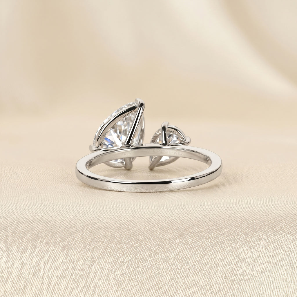 Asymmetrical Pear Lab Grown Diamond Toi et Moi Ring 18K White 2.68 CTW