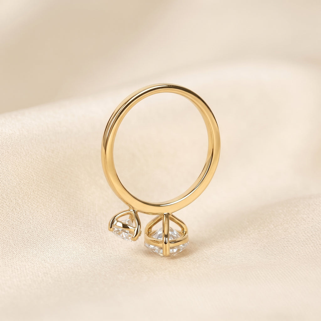 Asymmetrical Pear Lab Grown Diamond Toi et Moi Ring 18K Yellow 2.68 CTW