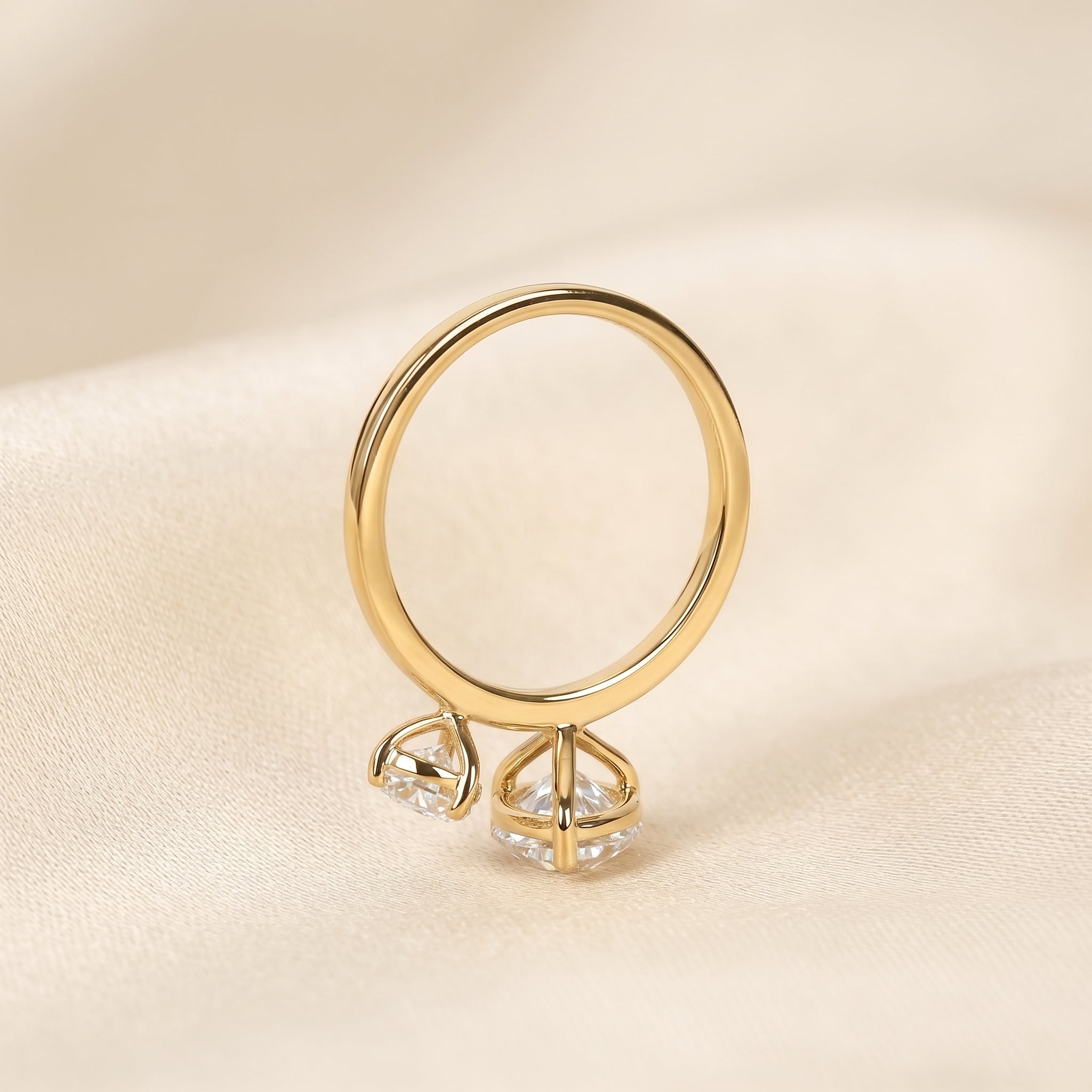 Asymmetrical Pear Lab Grown Diamond Toi et Moi Ring 18K Yellow 2.68 CTW