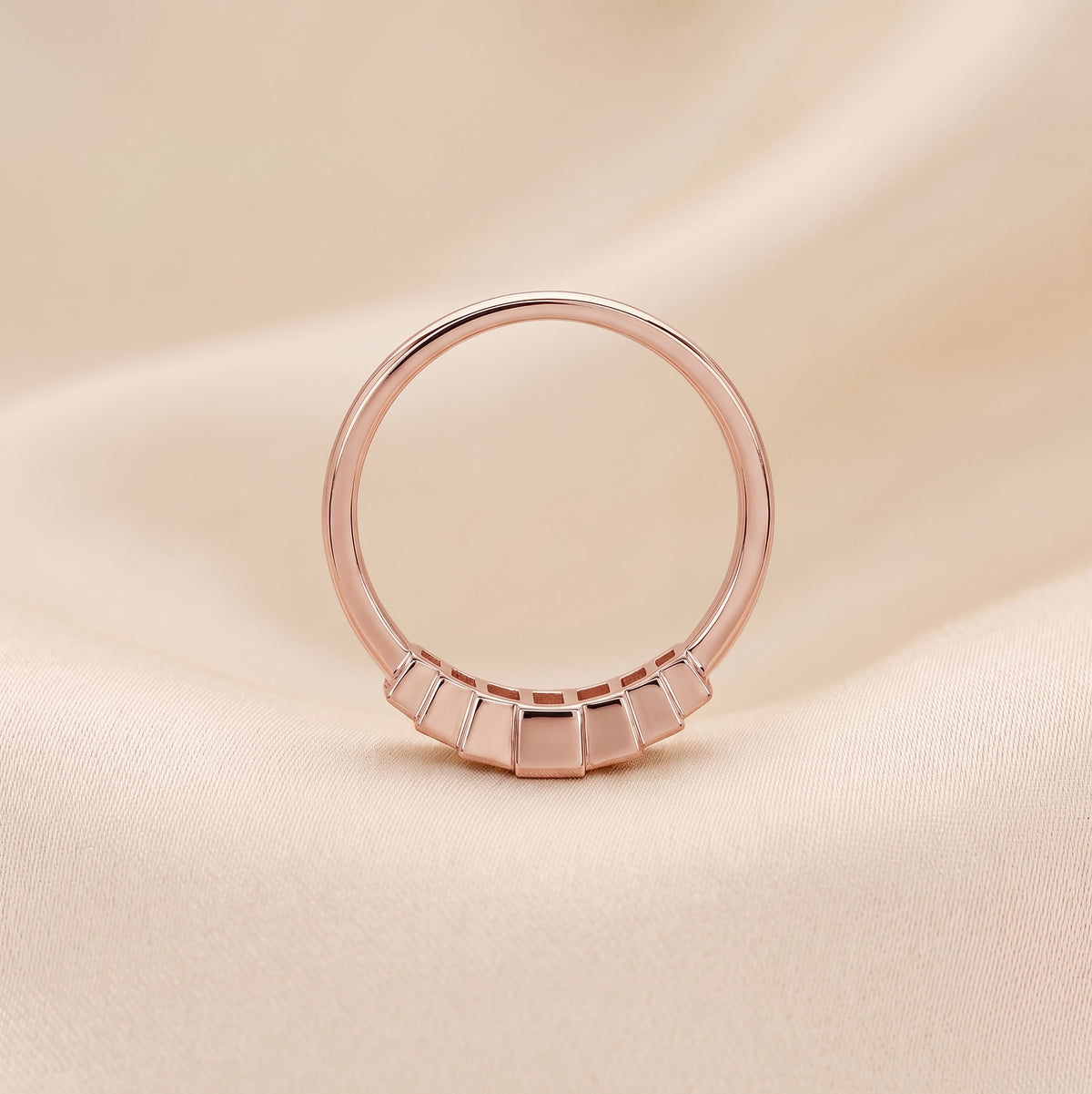Baguette Lab Grown Diamond Side Stone Engagement Ring in 10K Rose Gold 1 CTW