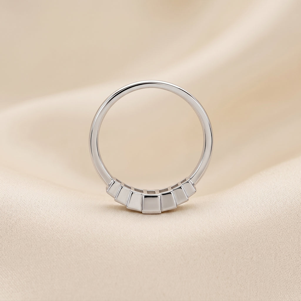 Baguette Lab Grown Diamond Side Stone Engagement Ring in 18K White Gold 1 CTW