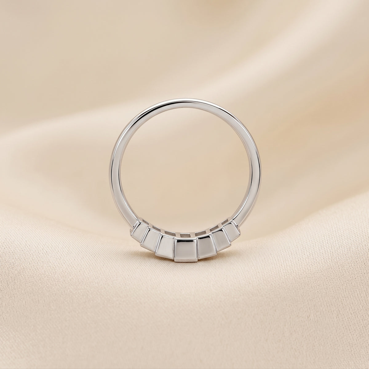 Baguette Lab Grown Diamond Side Stone Engagement Ring in 18K White Gold 1 CTW