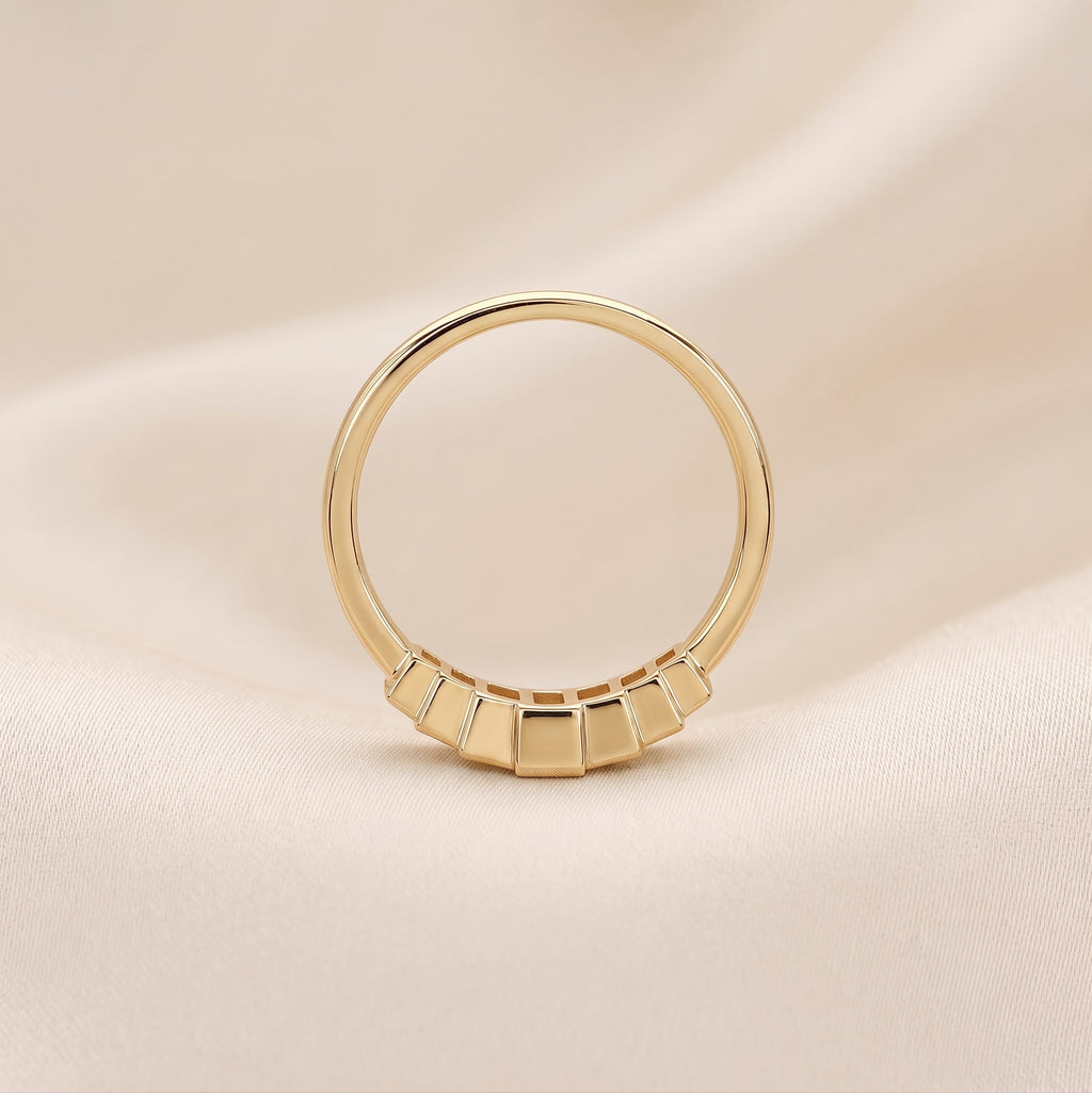Baguette Lab Grown Diamond Side Stone Engagement Ring in 18K Yellow Gold 1 CTW
