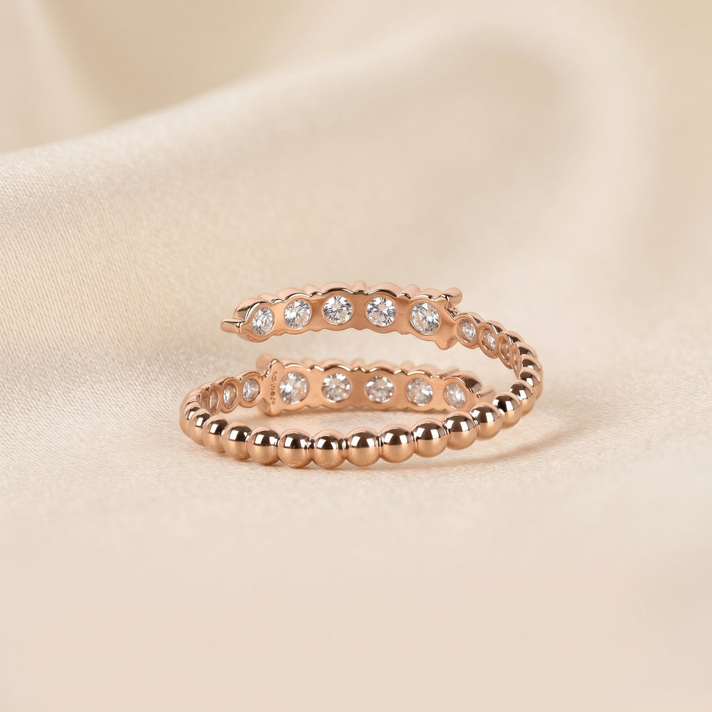 Beaded Lab Grown Diamond Bypass Ring in 10K Rose Gold 0.65 CTW
