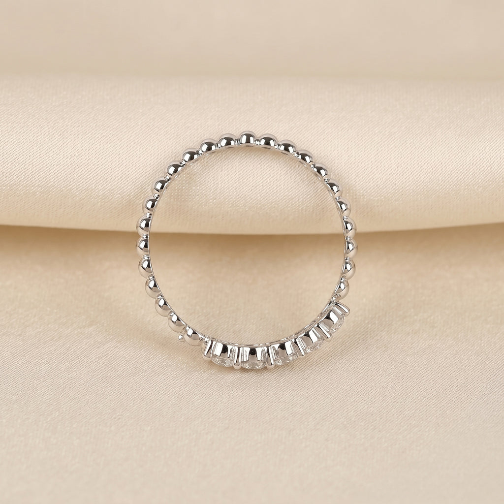 Beaded Lab Grown Diamond Bypass Ring in 10K White Gold 0.65 CTW