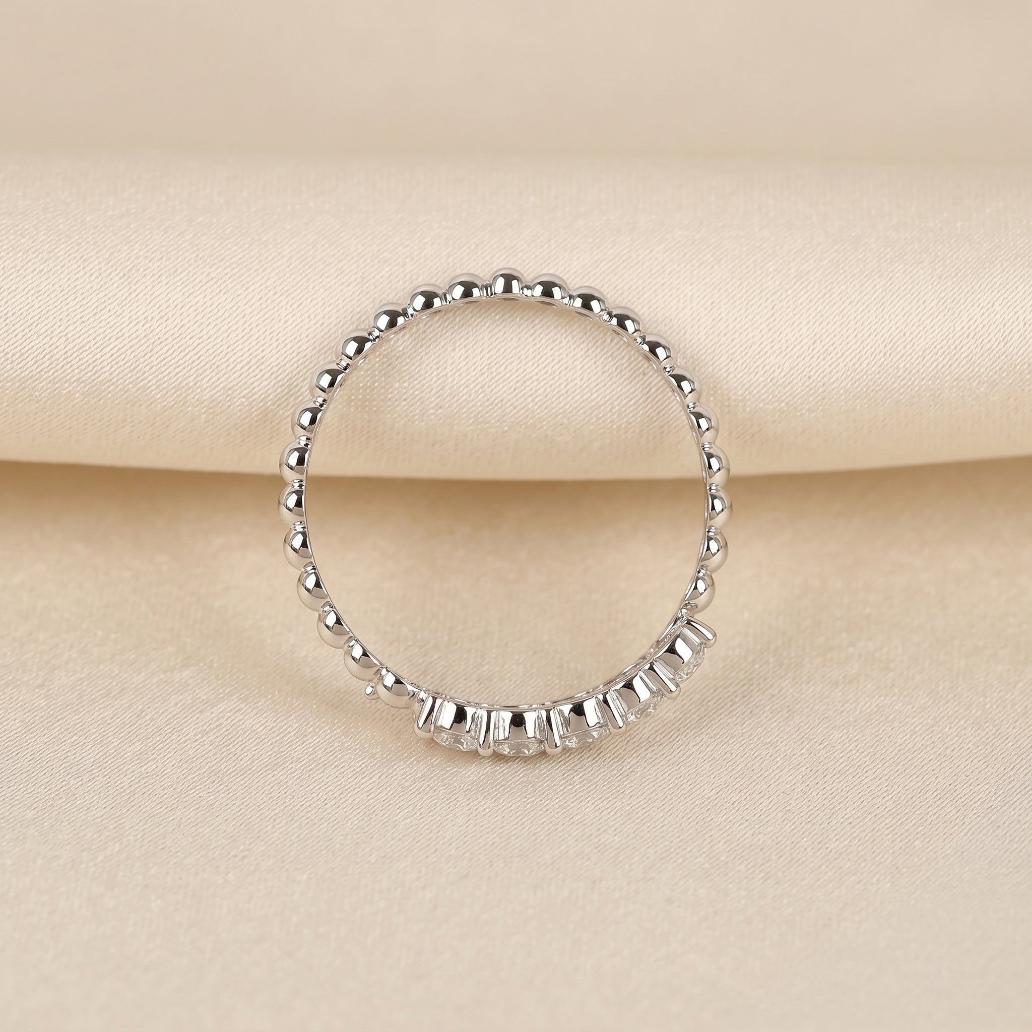 Beaded Lab Grown Diamond Bypass Ring in 10K White Gold 0.65 CTW
