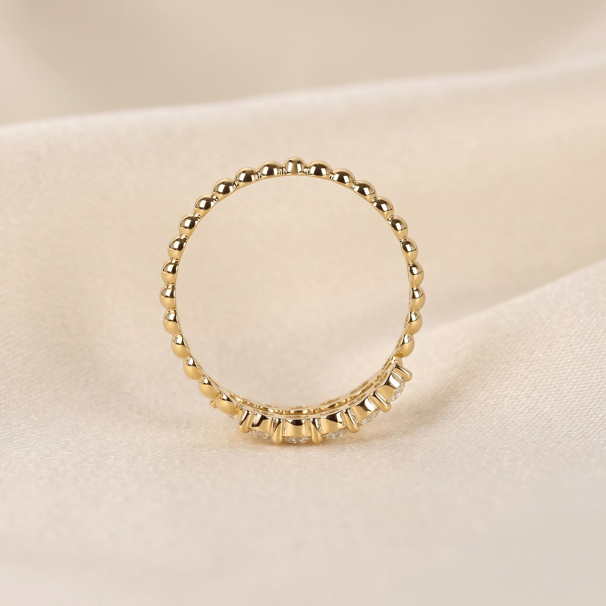 Beaded Lab Grown Diamond Bypass Ring in 10K Yellow Gold 0.65 CTW
