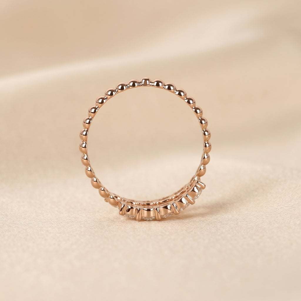 Beaded Lab Grown Diamond Bypass Ring in 14K Rose Gold 0.65 CTW