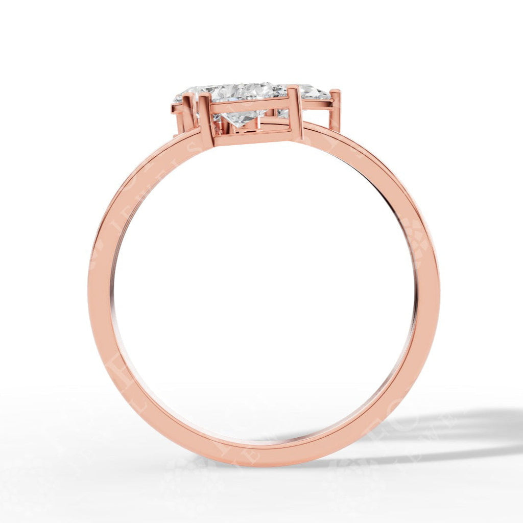 Branch & Leaf Multi Stone Bypass Pear Cut Lab Grown Diamond Wedding Ring rose gold side