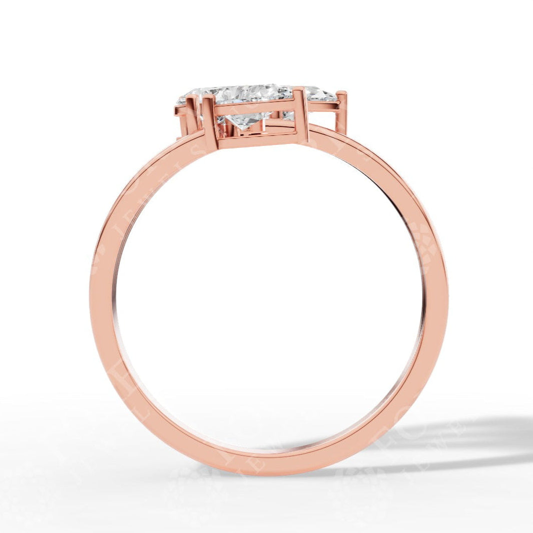 Branch & Leaf Multi Stone Bypass Pear Cut Lab Grown Diamond Wedding Ring rose gold side