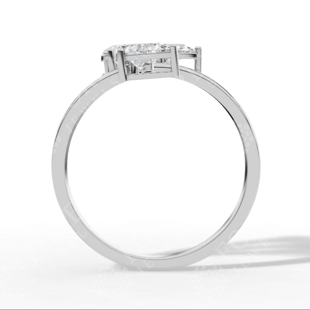 Branch & Leaf Multi Stone Bypass Pear Cut Lab Grown Diamond Wedding Ring white gold side