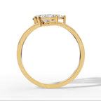 Branch & Leaf Multi Stone Bypass Pear Cut Lab Grown Diamond Wedding Ring yellow gold side