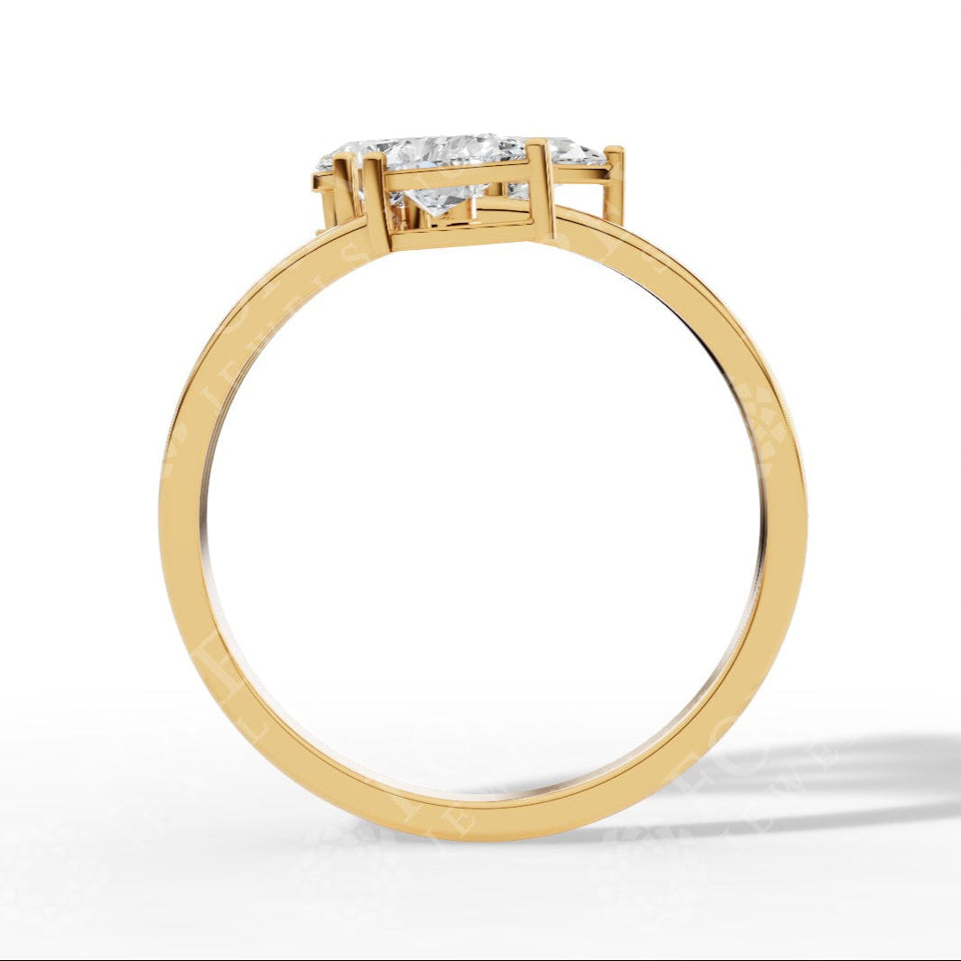 Branch & Leaf Multi Stone Bypass Pear Cut Lab Grown Diamond Wedding Ring yellow gold side