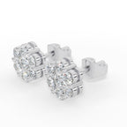 Brilliant round-cut lab grown diamonds form a radiant cluster in these elegant stud earrings, offering exceptional sparkle, ethical craftsmanship, and timeless style for everyday wear or special occasions. 18k white gold
