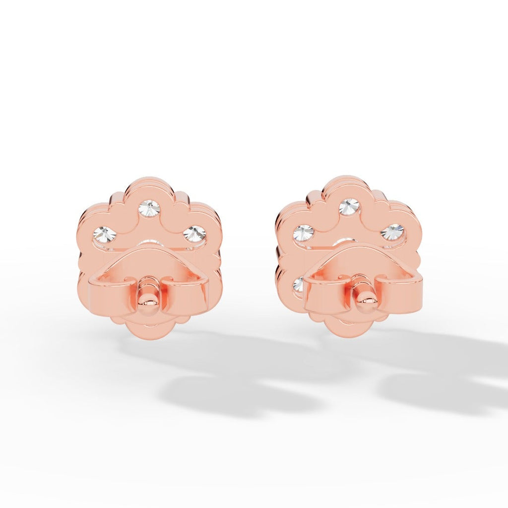 Brilliant round-cut lab grown diamonds form a radiant cluster in these elegant stud earrings, offering exceptional sparkle, ethical craftsmanship, and timeless style for everyday wear or special occasions. rose gold back