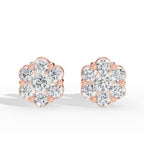 Brilliant round-cut lab grown diamonds form a radiant cluster in these elegant stud earrings, offering exceptional sparkle, ethical craftsmanship, and timeless style for everyday wear or special occasions. rose gold