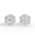 Brilliant round-cut lab grown diamonds form a radiant cluster in these elegant stud earrings, offering exceptional sparkle, ethical craftsmanship, and timeless style for everyday wear or special occasions.