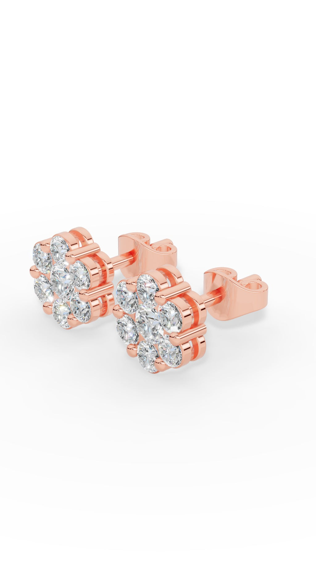 Brilliant Round Cut In Cluster Stud Earrings 10K Rose Gold 0.48 CTW