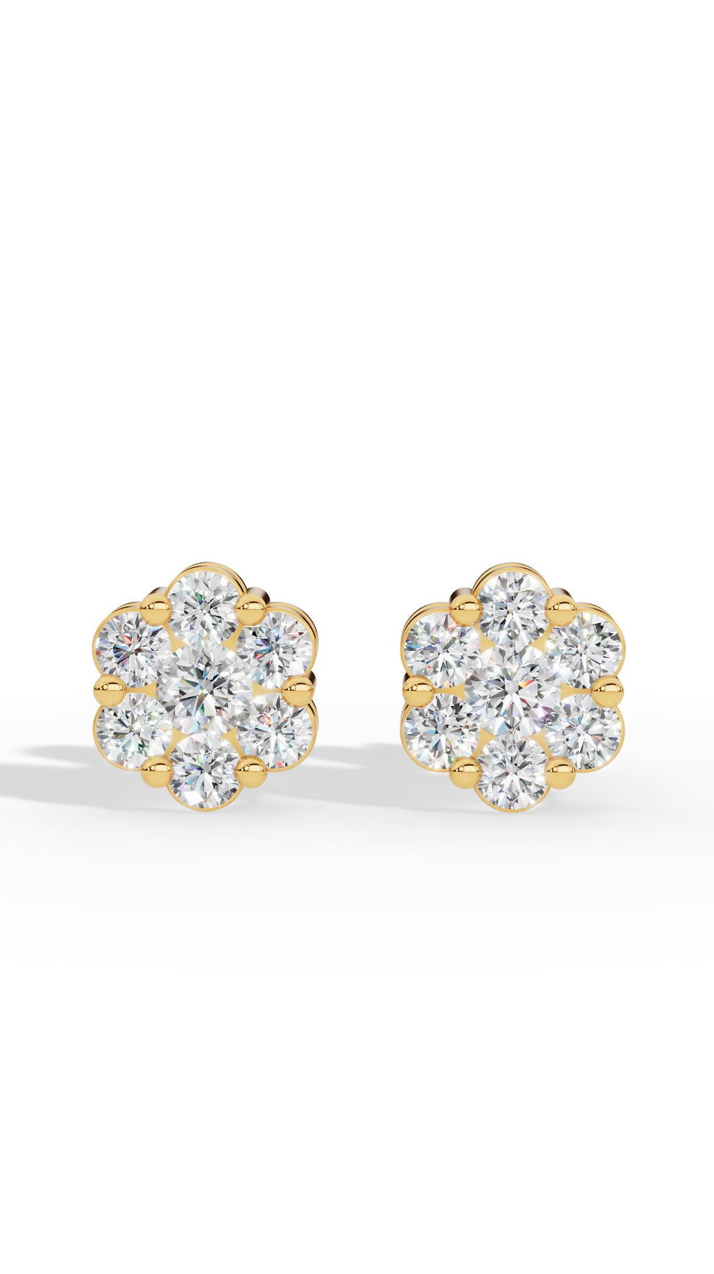 Brilliant Round Cut In Cluster Stud Earrings 10K Yellow Gold 0.48 CTW