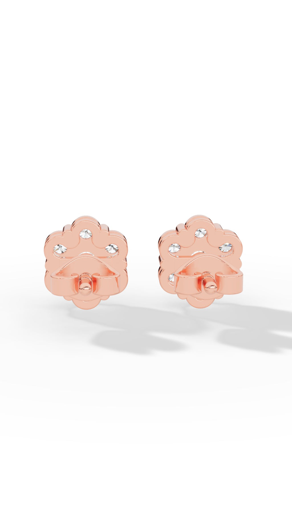 Brilliant Round Cut In Cluster Stud Earrings 14K Rose Gold 0.48 CTW