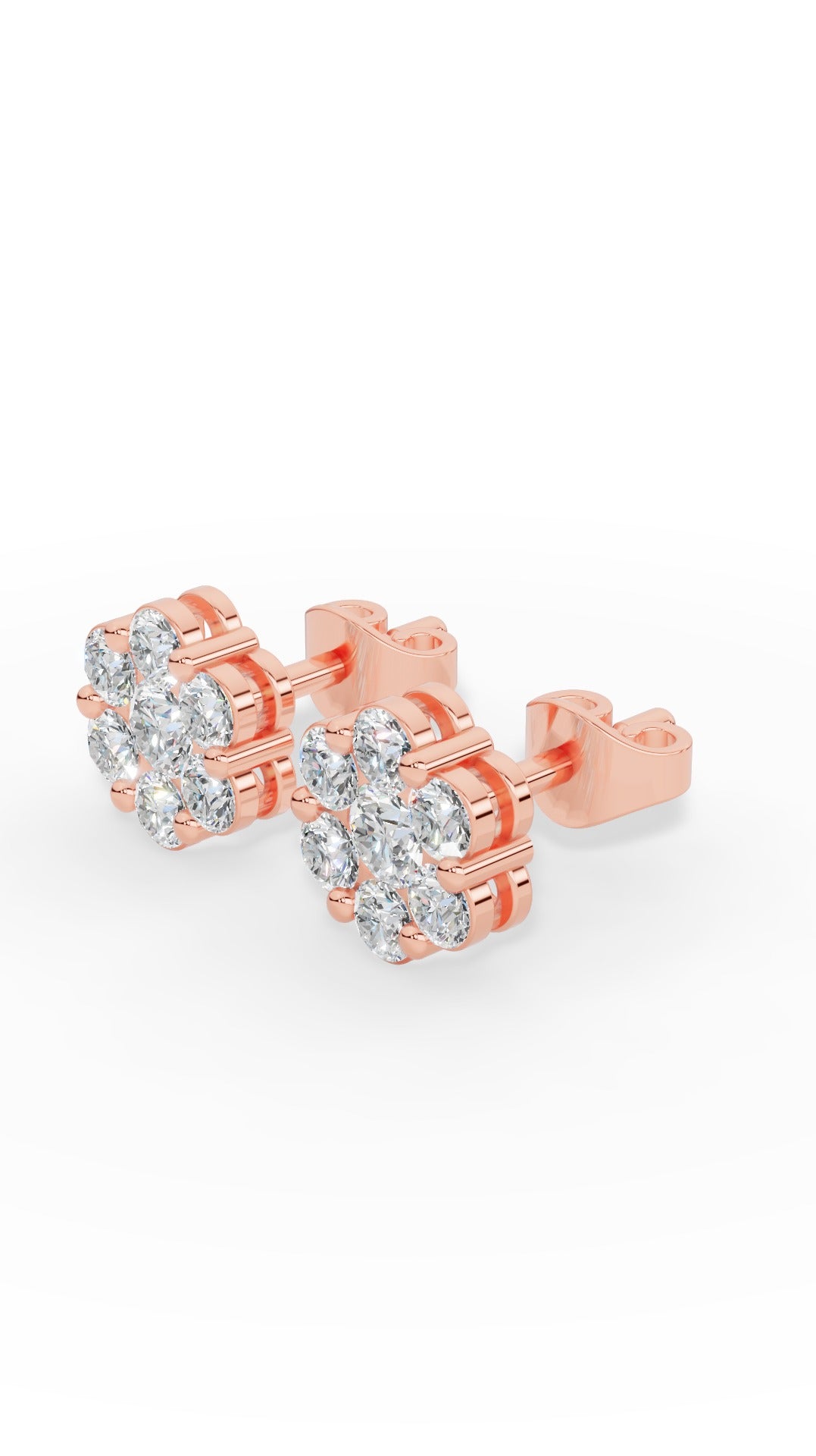Brilliant Round Cut In Cluster Stud Earrings 14K Rose Gold 0.48 CTW