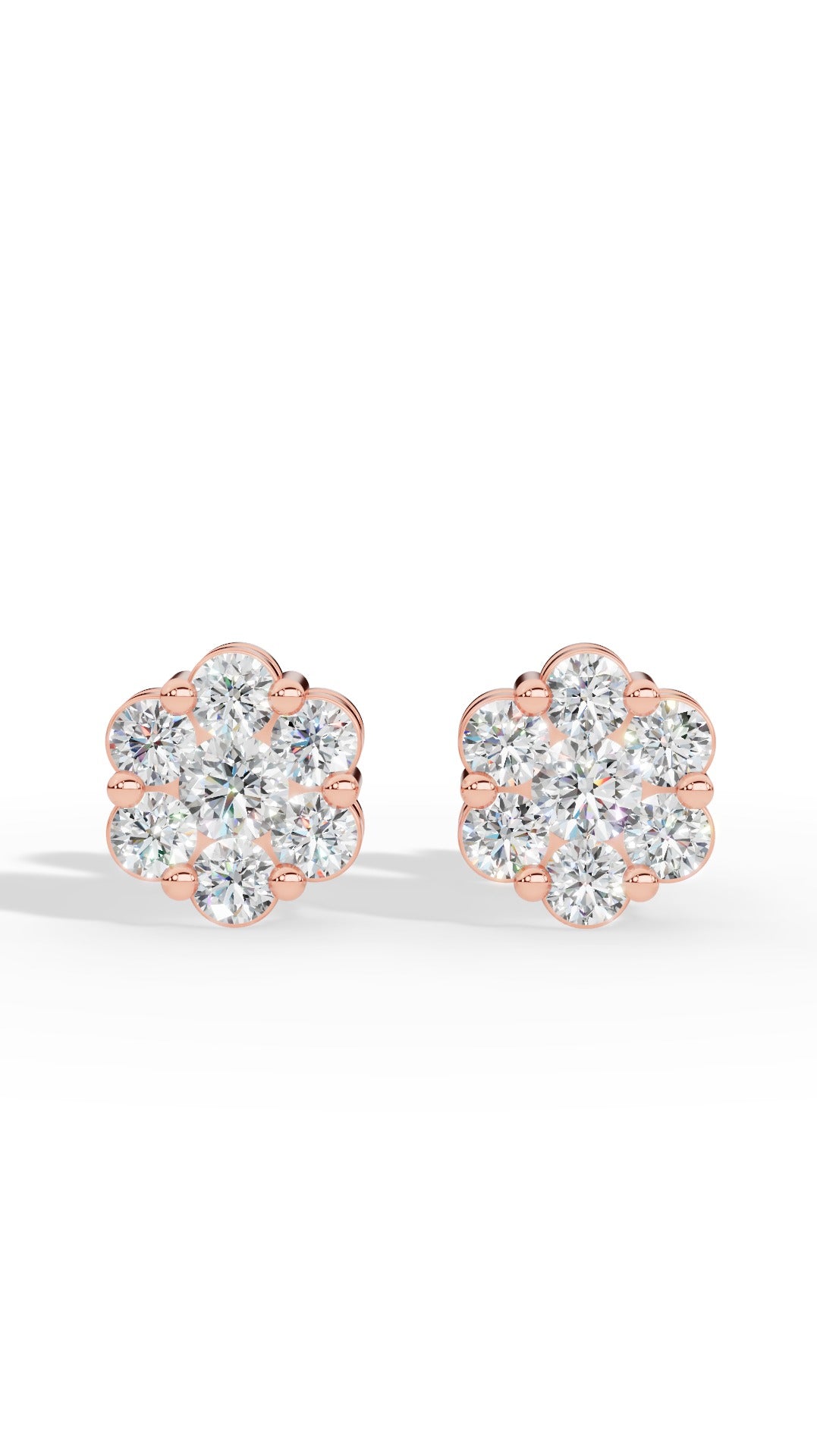 Brilliant Round Cut In Cluster Stud Earrings 14K Rose Gold 0.48 CTW