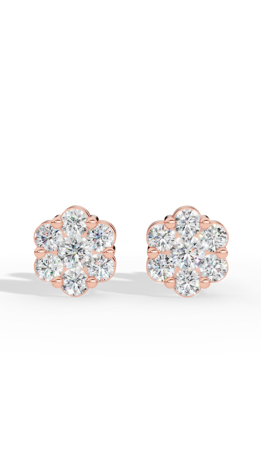 Brilliant Round Cut In Cluster Stud Earrings 18K Rose Gold 0.48 CTW