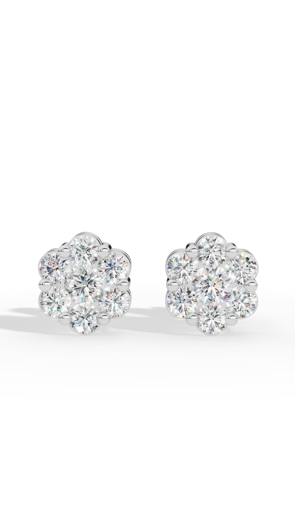 Brilliant Round Cut In Cluster Stud Earrings 18K White Gold 0.48 CTW