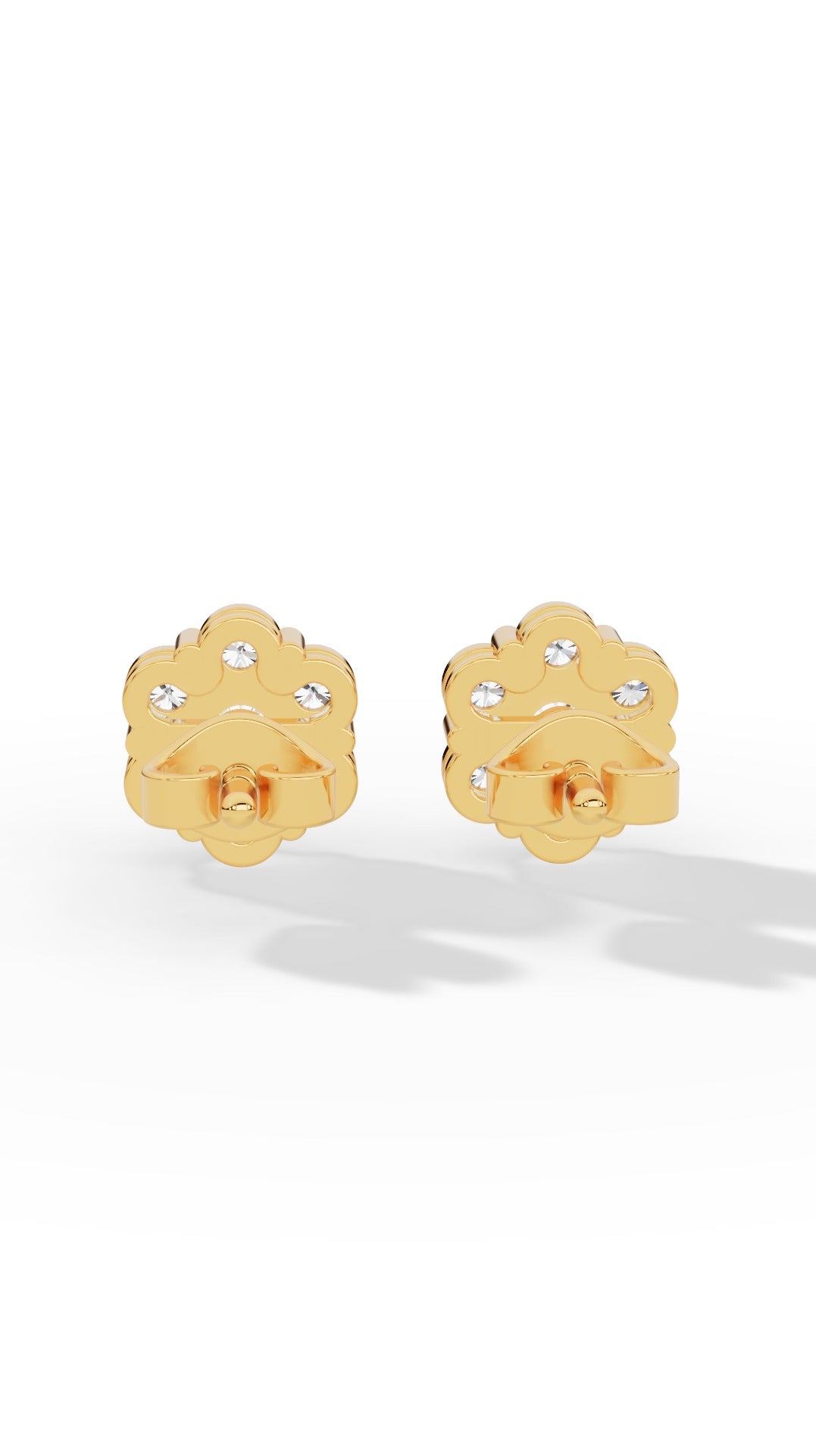 Brilliant Round Cut In Cluster Stud Earrings 18K Yellow Gold 0.48 CTW